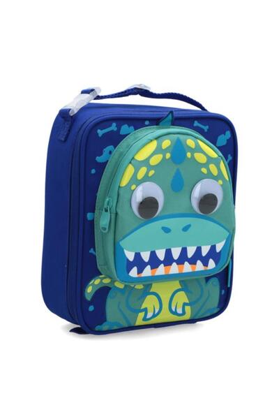 Generic smash 3D Monster Detail Zipper Closure Lightweight Lunch Bag Dark Blue and Green