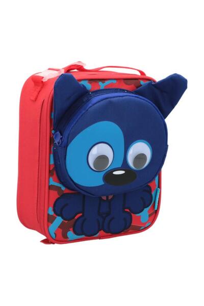 Generic smash 3D Dog Detail Zipper Closure Durable Lightweight Lunch Bag Red and Blue