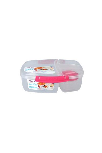 Generic sistema To Go Triple Split Lunch Box with Yogurt Pot Clear 2 Liter 20920