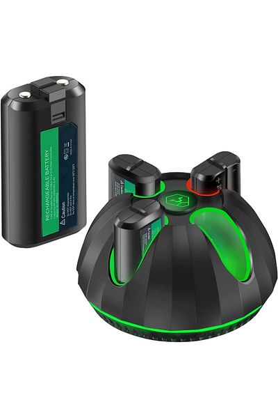 Saharaz Rechargeable Battery Packs for Xbox,with 4-Slot Station & 4×1300mAh Rechargeable Battery
