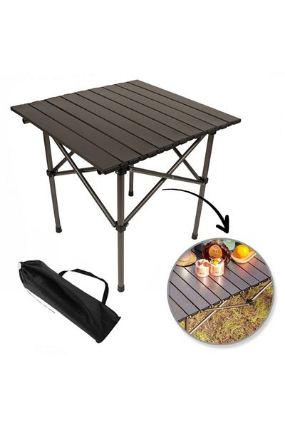 ECARLA Folding table for garden, camping or fishing, brown, suitcase type, JollyMag, SC10BR, 53x51x50 cm