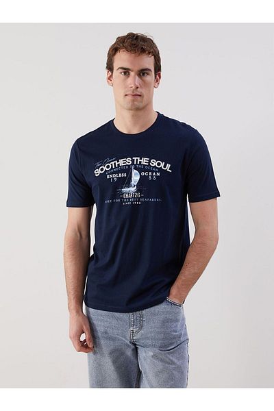 LC Waikiki Lcwaikiki Classic Crew Neck Printed Combed Cotton Mens T-Shirt
