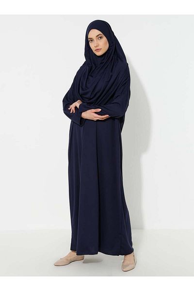 Sayın Tesettür Prayer Dress - Navy Blue - Dear Hijab