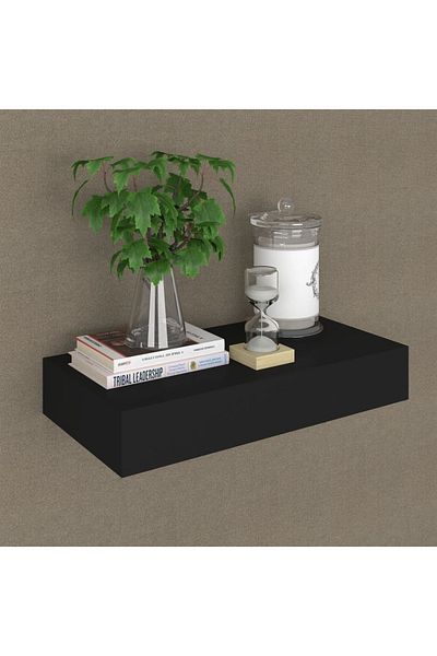 vidaxl Floating Wall Shelf with Drawer Black 48x25x8 cm