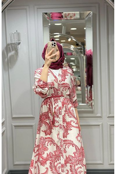 FUAT GÜRSEN Dress with Long Innerwear in Ethnic Pattern