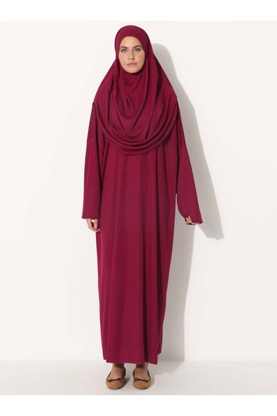 Sayın Tesettür Plus Size Prayer Dress - Plum - Dear Hijab