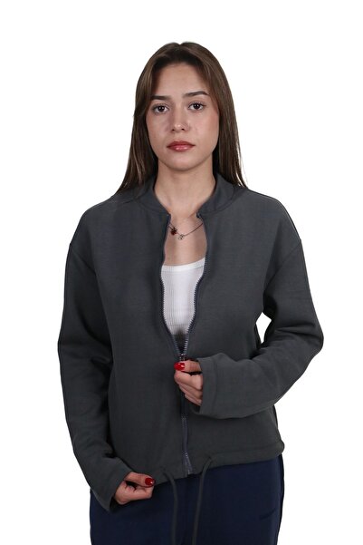 Shinzone سترة نسائية من القماش المشروط بخصر من قماش أنثراسايت