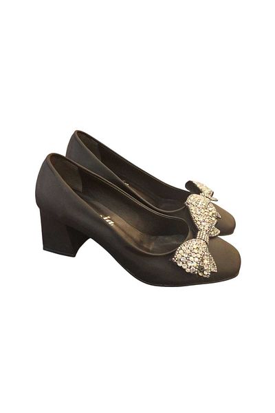 SOLMAZ Damla Closed Stoned Bow Heeled Shoes