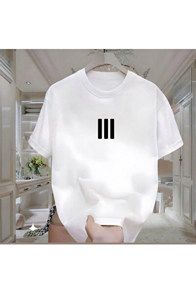 Generic Brand 3 Lines Printed White Men's Tshirt