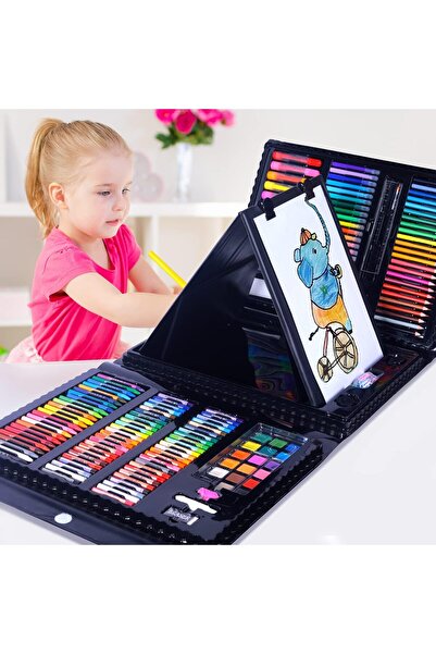 Arabest Art Supplies 208 PCS,with Sided Trifold Easel,Includ 5 Kinds of paint...