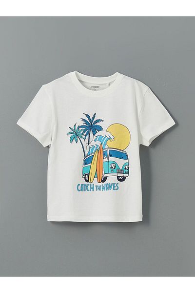 LC Waikiki LCW Παιδικό μπλουζάκι με ριγέ λαιμόκοψη για αγόρια 2 τεμ