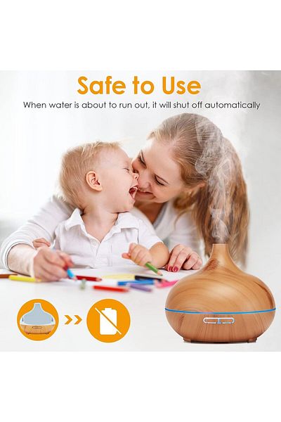 COOYA ناشر الروائح العطرية 300 مل، مع مؤقت وإضاءة LED، مناسب للترطيب والاسترخاء والنعومة