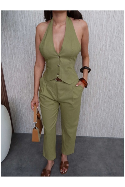 ESRAHELVACI Halter Neck Vest Pants Set