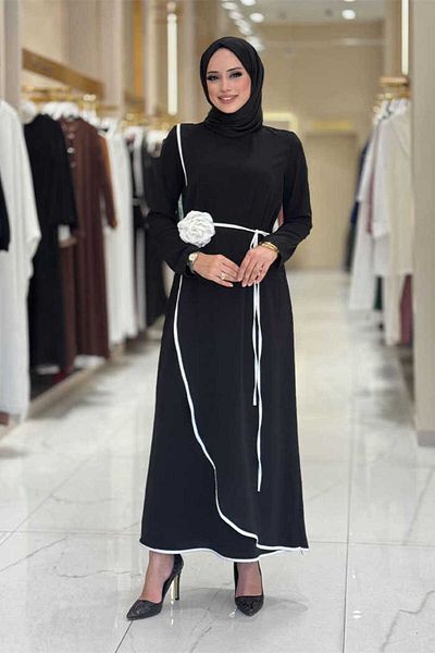 Bym Fashion Rose Detailed Dress 3976 Black