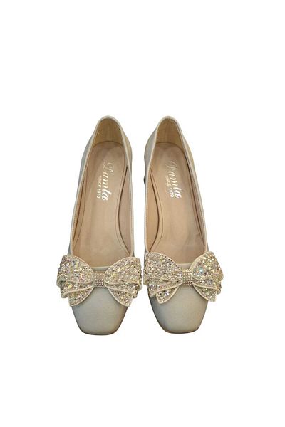 SOLMAZ Damla Closed Stoned Bow Heeled Shoes