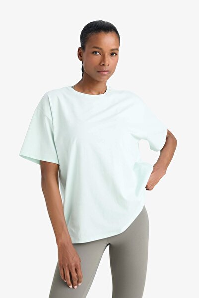 DeFacto E3494 Πράσινο DeFactoFit Comfort Fit Crew Neck Basic Solid Athlete κοντομάνικο μπλουζάκι