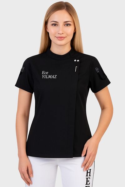 Üniformanya Jachetă de bucătar pentru femei cu nume Cadou Jachetă de bucătar Cămașă de bucătar Tricou de bucătar Negru Tinuta de bucătar pentru femei