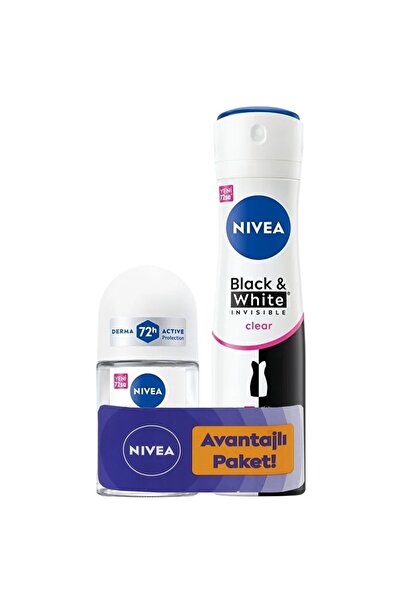 NIVEA Invisible Clear Black White Kadın Deodorant Sprey 150 ml + Roll-On 25 ml