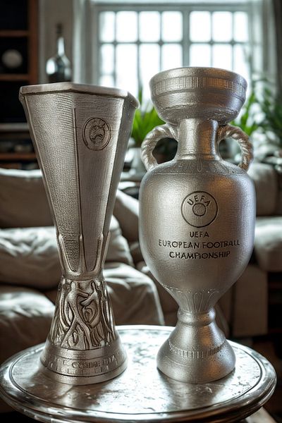 Craft3D Atölye 100% Concrete Uefa Cup 20 and European Cup 21 cm Award Figurine