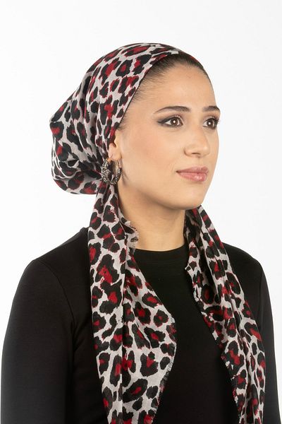 safura New Special Design Bonnet Scarf - Leopard Pattern, Adjustable Neck Elastic, Anti-Slip Velvet Stripe