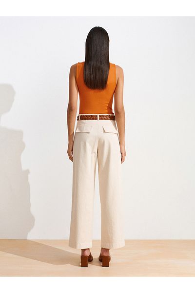 Dilvin 72126 Belted Carrot Fit Trousers-Ecru