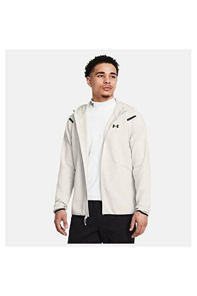 Under Armour Full Zip Unstoppable Fleece Men's Ecru Hooded Jacket