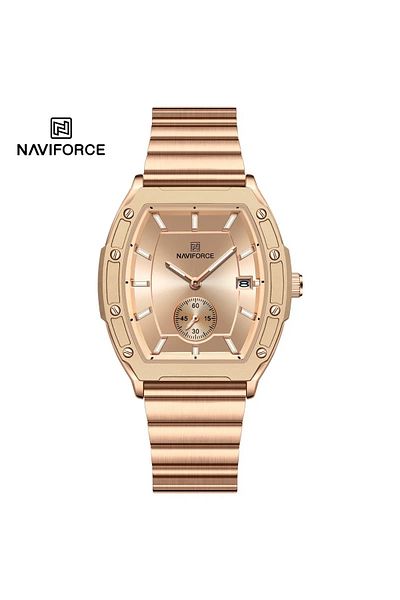 Naviforce Quartz Watch Stainless Steel Band Water Proof Date Display Storage
