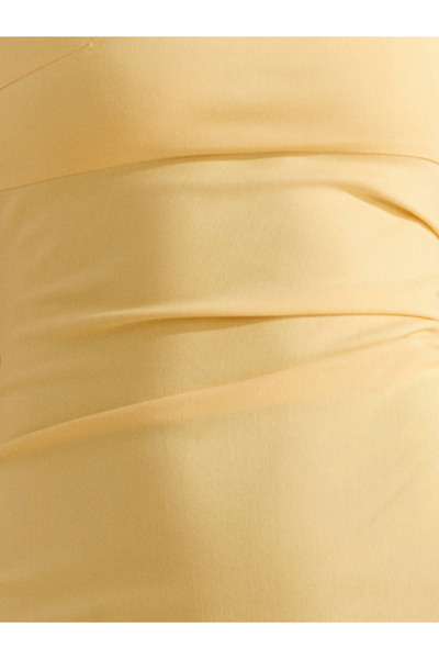 Dilvin 91368 Straplez Midi Elbise-Sarı