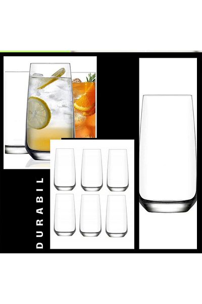 LAV Set de 6 pahare 480ml Model LAV LAL pentru apă, limonadă, ceai cu gheață, băuturi răcoritoare