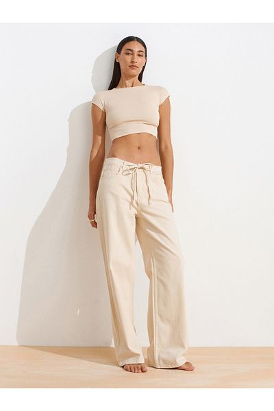 Dilvin 72009 Cotton Denim Trousers with Elastic Back-Stone