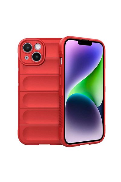 SKYDDAR INNOVATION Case for iPhone 14 Plus, Vogue, Silicone Mat, Red, sticker set