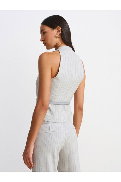 Dilvin 60589 Belted Vest-Grey