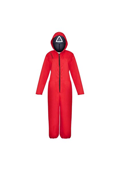 Depox Costum pentru adult, Joc de Calamar, model Triunghi, mărimea S, roșu