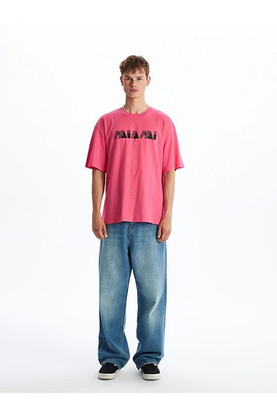 LC Waikiki Ανδρικό μπλουζάκι XSIDE Crew Neck με στάμπα χτενισμένο βαμβακερό