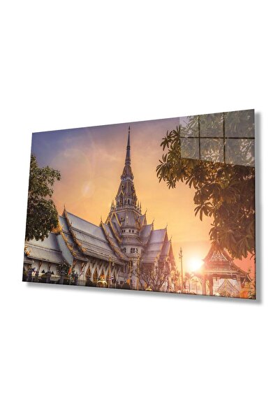 idealizbiz Tablou din sticlă templu din Thailanda 4 mm sticlă temperată durab...