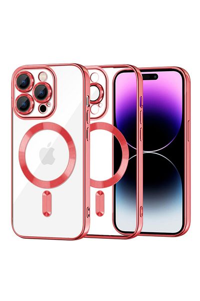 SKYDDAR INNOVATION Case for iPhone 14 Pro Max, Luxury Shield Magsafe, Shockproof Protection, Red, sticker set