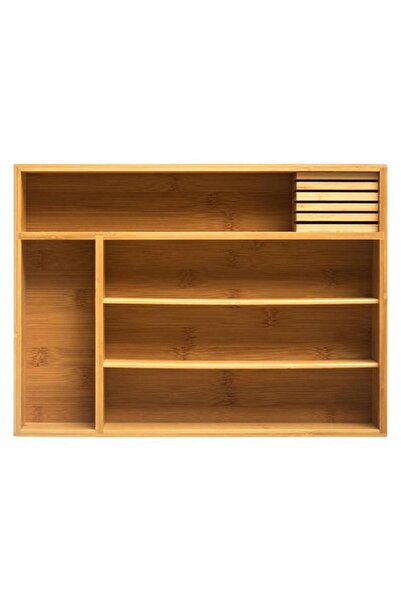 Generic Five Simply Smart 5-Compartments SpSaving Tidy Bamboo Cutlery Storage Tray Brown