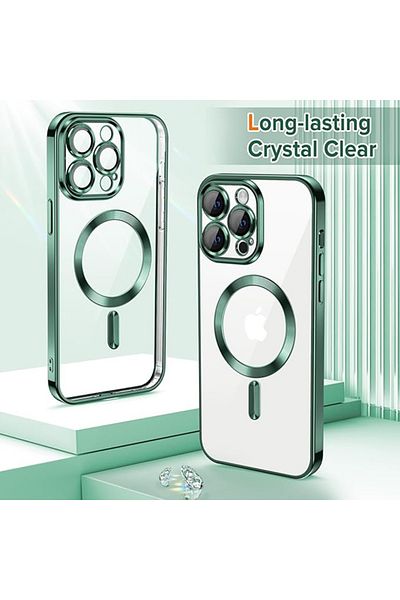 SKYDDAR INNOVATION Case for iPhone 14 Pro, Luxury Shield Magsafe, Shockproof Protection, Dark Green, sticker set
