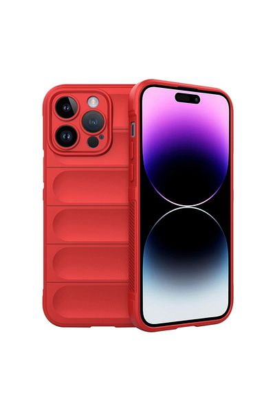 SKYDDAR INNOVATION Case for iPhone 14 Pro Max, Vogue, Silicone Mat, Red, sticker set