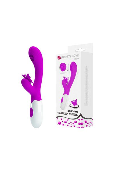 PRETTY LOVE Stimulator, 2in1, lungime 20 cm, diametru 3.2 cm, Pretty Love, silicon, mov