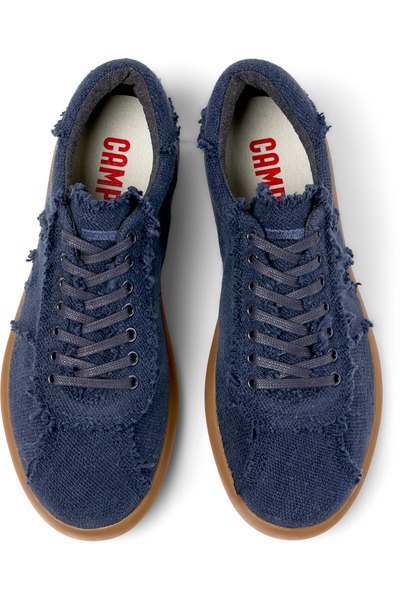 CAMPER Men's Navy Sneakers with Tassel Detail, Lightweight Soft Sole, Cotton, Lace-Up Pelotassoller