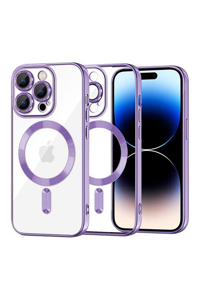 SKYDDAR INNOVATION Case for iPhone 14 Pro, Luxury Shield Magsafe, Shockproof Protection, Purple, sticker set