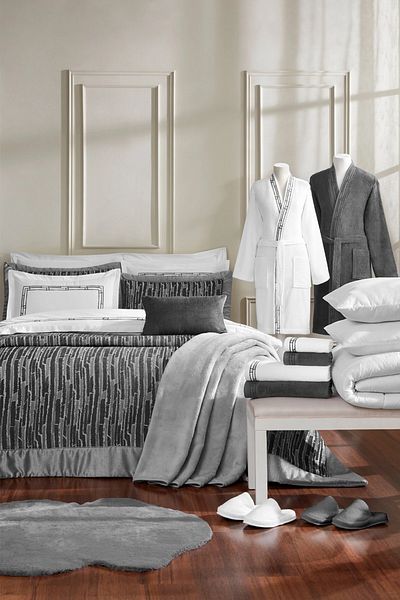 Özdilek Özdilek Velluto 27 Piece Dowry Set-Grey