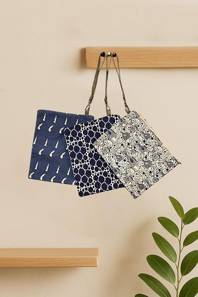 Çınar Bez Çanta Sea Themed Wallet Package with Leather Handle |   3 Pieces