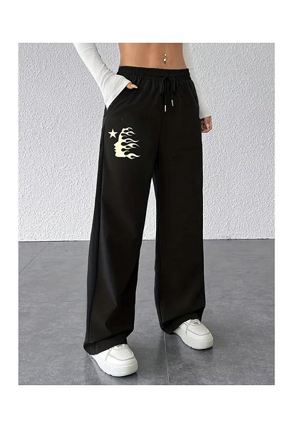 Touz Moda Street Style Hell Star Printed Unisex φαρδιά αθλητική φόρμα