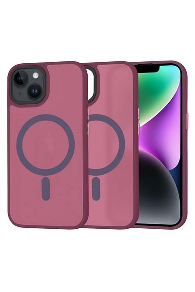 SKYDDAR INNOVATION Case for iPhone 14, HaloFrost MagSafe, Antisoc, sticker set, Bordeaux