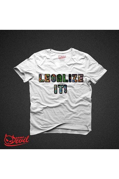 Tshirthane Legalize It - Weed White T-Shirt Μπλουζάκι με κοντομάνικο
