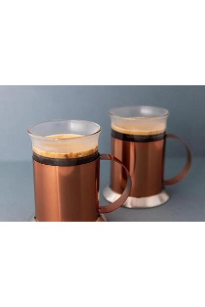 Generic La Cafetiere 2-Piece Elegant Design High Quality Glass Mug Set Copper and Clear 300ml LCGLS2PCCOP