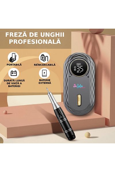 Sofia Professional Electric Manicure-Pedicure File Sofia CONCEPT®, 2600mAh, 36W, Black/Gold