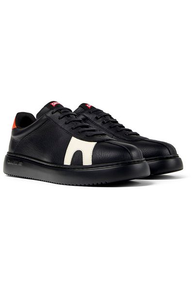 CAMPER Men's Black Leather Sneaker with Hook And Loop & Colorful Lightweight Design Twins